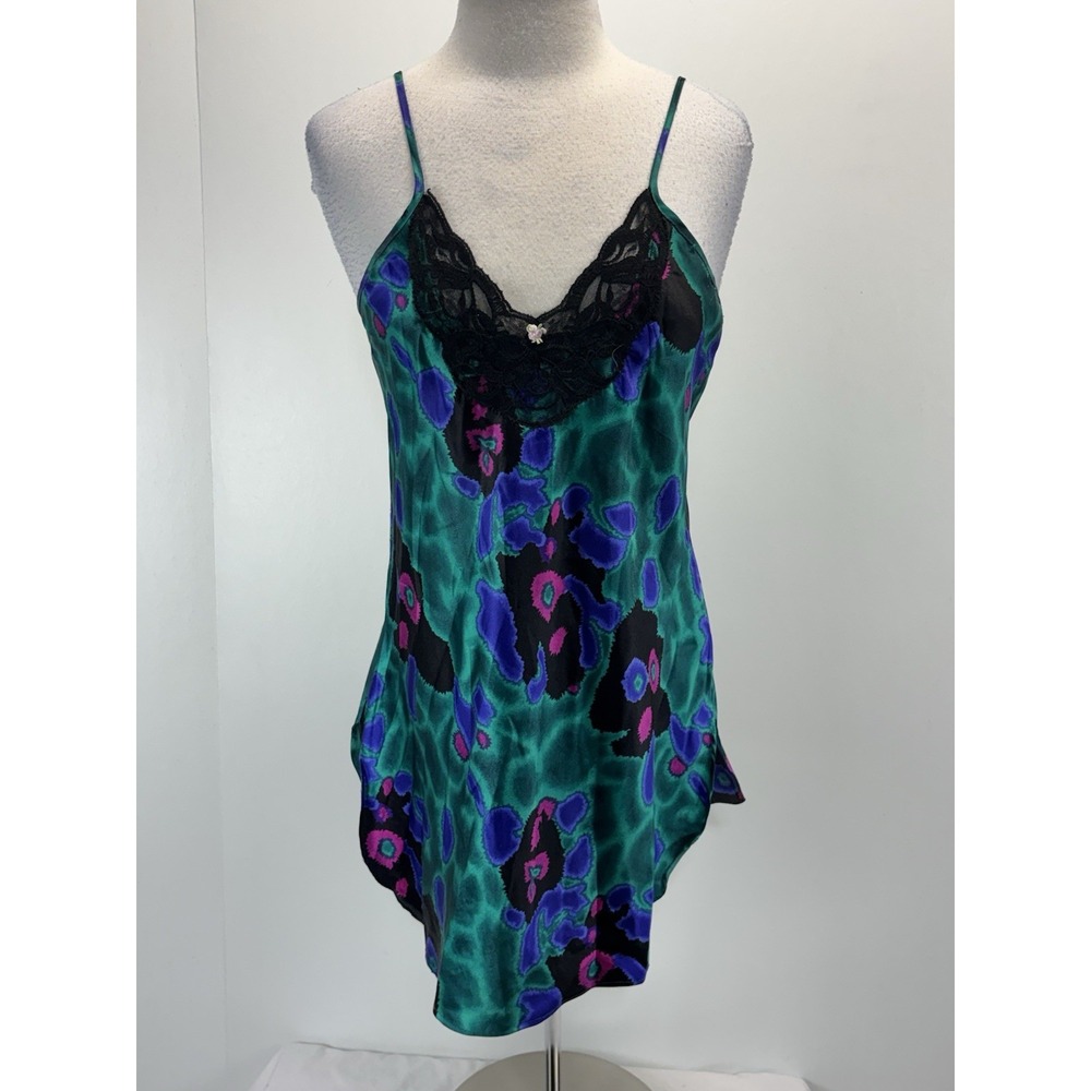 Vtg California Miss Satin Slip Nightgown Women's M Nightie Made USA